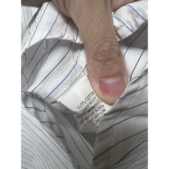 Gitman Bros Vintage Small White Blue Pencil Striped Dress Shirt USA MADE - Picture 4 of 5